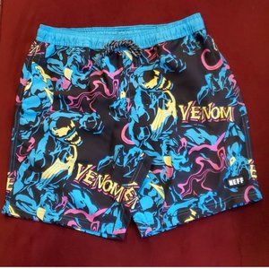 Neff Venom Graphic Swim Board Shorts - Black, Blue, Yellow, Pink